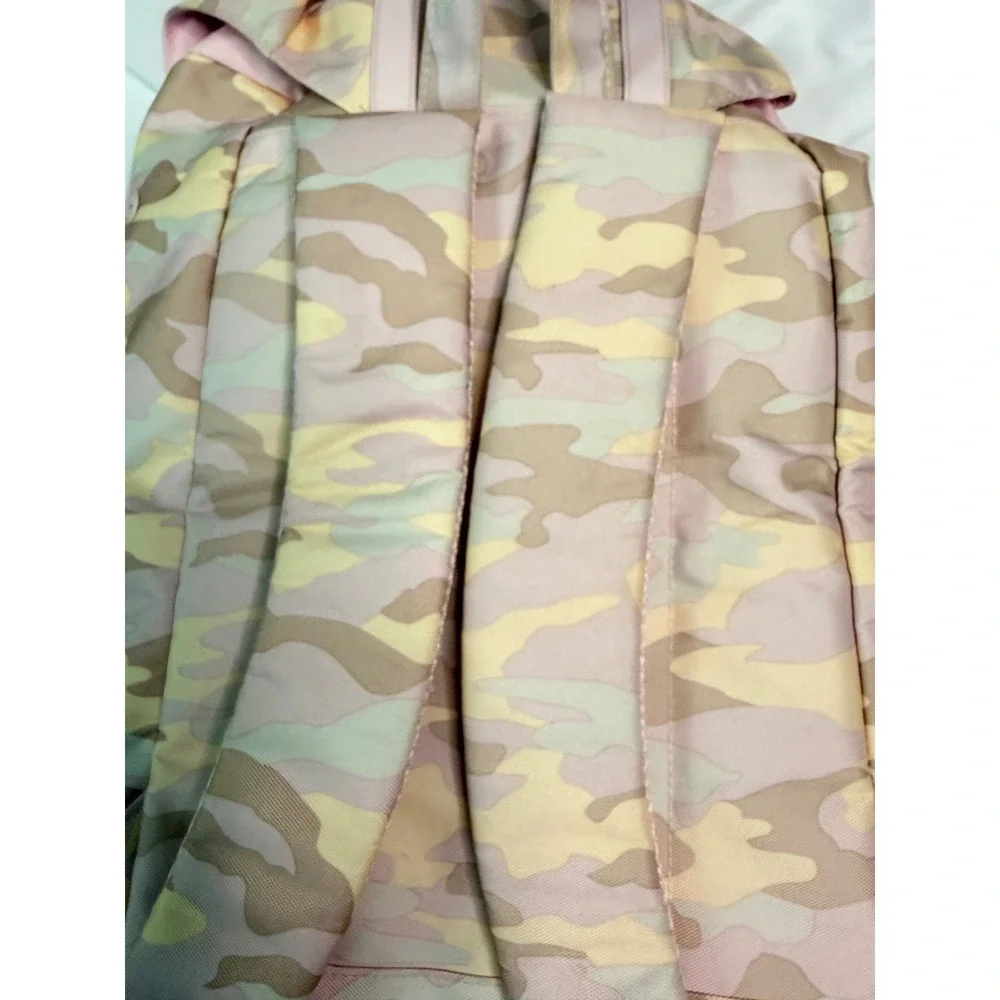 Unbranded Backpack Womens Large Pink Camo Canvas Rucksack Rose Gold Hardware